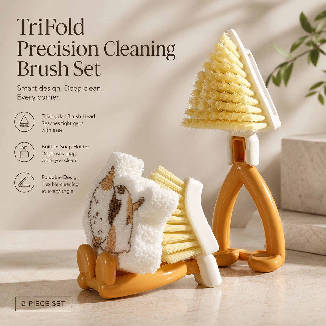 TriFold Precision Cleaning Brush Set (2-Piece)
